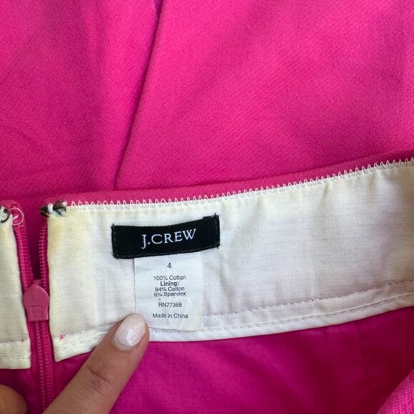 J. Crew Hot Pink Cotton Lined  Pencil Skirt Size 4 - Picture 2 of 6